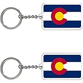 FHZJKJX 2 Pack Colorado Flag Keychain Key Ring-(Colorado)