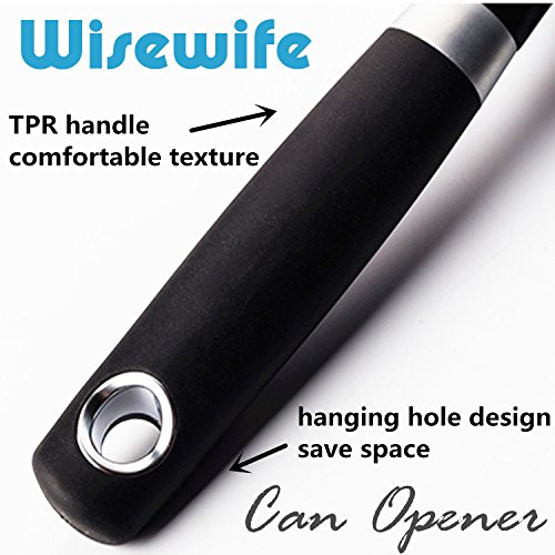 Manual Can Tin Opener Safety - Stainless Steel Ergonomic Anti Slip Design with Smooth Edge Side Cut No Sharp Cuts Can Opener - Lid Lifter That Won't Touch Food with Spoon and Fork Set - Thumbnail 5