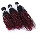 Kinky Curly Synthetic Hair Weave 16 18 20 Inches 3 Bundles Black and Burgundy Ombre Synthetic Hair Extensions