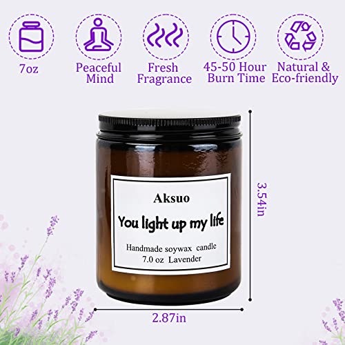 Aksuo Lavender Scented Candles, Gifts for Women Mom Girlfriend Dad Men Boyfriend Birthday Engagement-Romantic I Love You-Thinking of You-Retirement-House Warming Gifts for Her Him 7.0 oz
