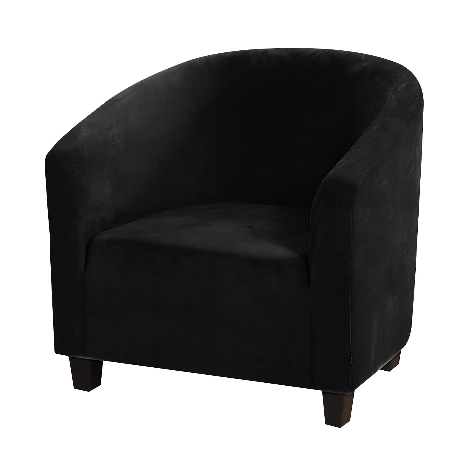 Mingfuxin Velvet Tub Chair Slipcover, High Stretch Club Chair Covers Washable Armchair Sofa Couch Covers Slipcovers Furniture Protectors for Dining Living Room Office(Black, Velvet)