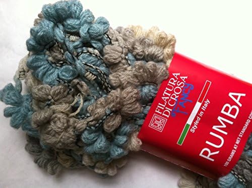Filatura Di Crosa Rumba #4 Blue, Grey, Cream Loop Ruffle Yarn 100 Gram