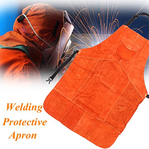 GGGarden Soldering Apron Cowhide Leather Welding Protective Apron Heat Resistant Soldering Mechanic Smock