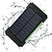 Foreverrise 10000mAh Solar Charger Dual USB Battery Pack Portable Phone Solar Power Bank Waterproof Battery Charger with LED Light and Carabiner with Compass Pack for Most USB Devices(Green)