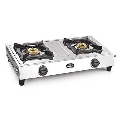 Sunflame Shakti Stainless Steel 2 Burner Gas Stove, Silver