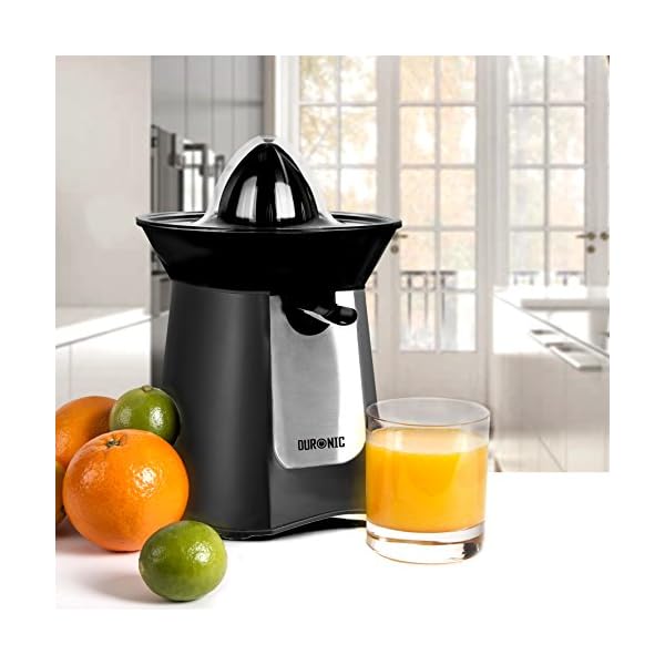 Duronic Citrus Juicer JE6 BK | Electric Juice Extractor | Powerful 100W | Black and Stainless-Steel | 2 Cone Sizes…