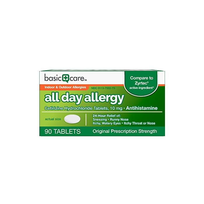 Basic Care All Day Allergy Cetirizine Hcl Tablets, 10 mg