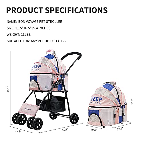 PETKIT Bon Voyage Pet Stroller for Small or Medium Cats Dogs, Dogs Cats