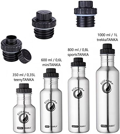 ECOtanka, Stainless-Steel Water-Bottle, 350ml/12oz - 600ml/20oz - 800ml/27oz - 1000ml/35oz, Cap-Top-Lid, BPA-free, ecological, sustainable