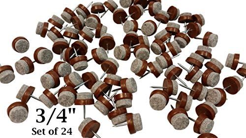 Felt Bottom Nail-On Chair Glides Protect Tile & Hardwood Floors 3/4" - Set of 24