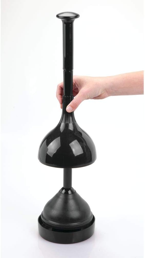 mDesign Stylish Plunger - Toilet Unblocker for Clearing a Blocked Toilet - A Modern Design Toilet Plunger Made of Plastic and Rubber - Black - Image 4
