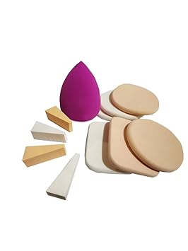 AY Wedge Make up Sponge, Beauty Blender with Puff (Colour May Vary) - Pack of 13