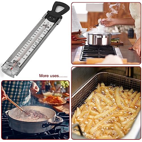 Stainless Steel Candy & Deep Fry Thermometer - 40-200°C With Hook & Pot Clip For Sugar Syrup-908010
