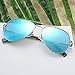 COASION Polarized Aviator Sunglasses for Juniors Small Face Women Men Vintage UV400 Protection Shades(Silver Frame/Blue Mirrored Lens,52mm)