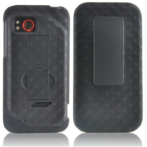 OEM Verizon HTC Rezound ADR6425 Criss-Cross Pattern Hard Shell Case and Holster Combo with Kickstand (fits Extended battery) - Bulk Packaging OEM Verizon HTC Rezound ADR6425 Criss-Cross Pattern Hard Shell Case and Holster Combo with Kickstand (fits Extended battery) - Bulk Packaging