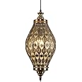SADWD Turkish Moroccan Etching Chandelier Vintage Porous Arabic Pendant Light Brown Iron Hollow Ceiling Hanging Lamp for Kitchen Island Restaurant Hallway Foyer Lighting Fixture, SA1208