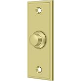 Bell Button, Rectangular Contemporary Bright Brass