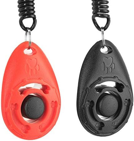 Luckywoof 2 Pack Dog Training Clicker | Start Positive Training Your Dog | Loud Pet Clicker with Elastic Wristband | Red &amp; Black