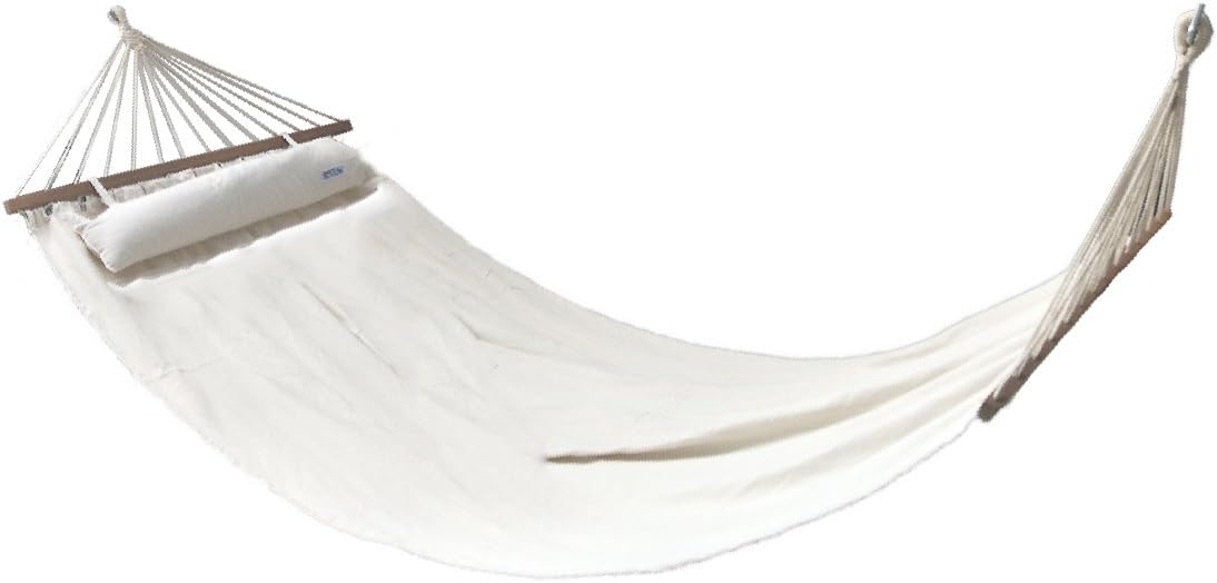 HoogaGoods Hang in There Cotton Hammock (White, Double, Set of 1). Comes with Pillow. Perfect Hammock for Patio
