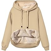 Haellun Womens Casual Winter Warm Fleece Sherpa Lined Pullover Hooded Sweatshirt
