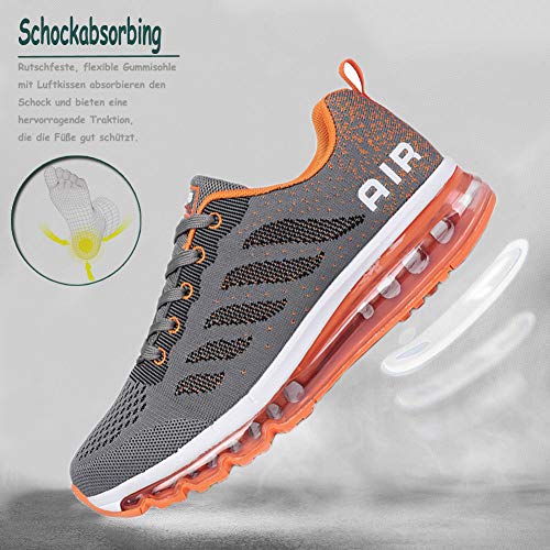 Monrinda Women Air Trainers Running Shoes Men Breathable Outdoor Sneakers Fitness Jogging Sports Ladies Shoes grayorange 34EU