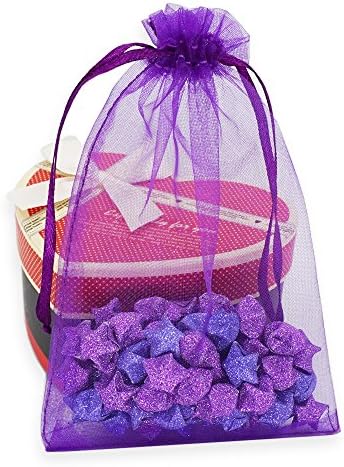 100Pcs Purple Organza Bags, 4"x6" SUNUNICO Drawstring Organza Pouches for Jewelry Wedding Party Gift Bags