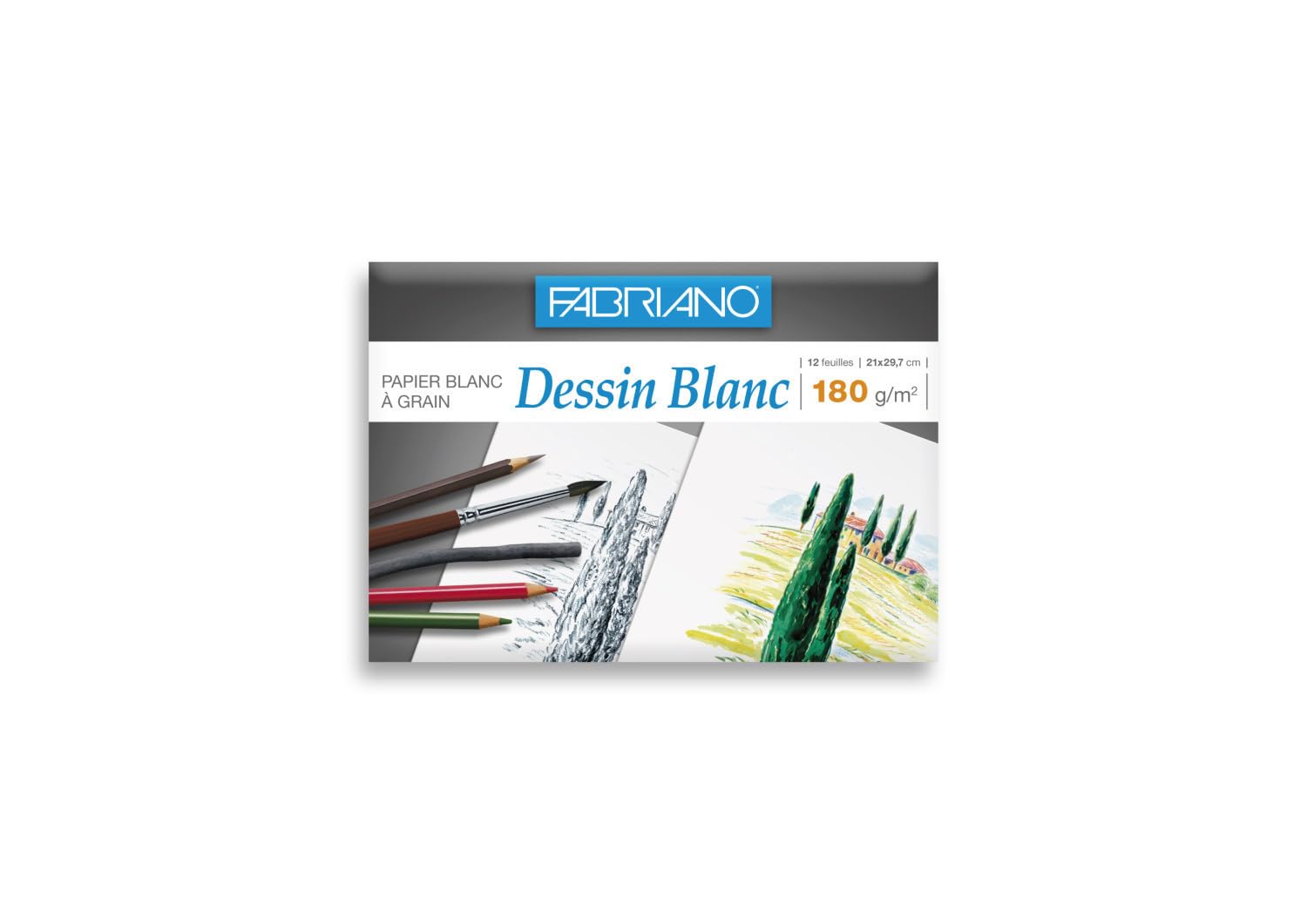 FEDRIGONI 46352 Fabriano Drawing Paper Grain 1 80 g A4 Pack of 12 Turquoise