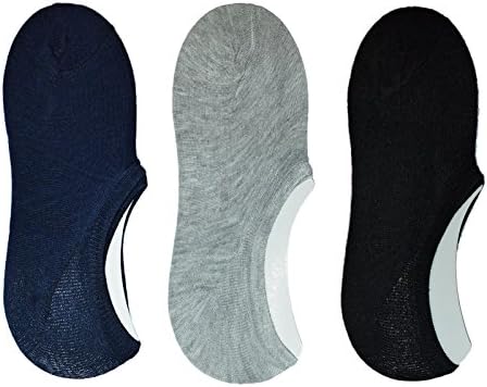ME STORESMen's Cotton Solid Loafer No Show Socks (Pack Of 3) (Grey, Black, Blue)