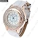 New Arrival ~ Fashion Round Case Quartz Watch Wristwatch Timepiece with Rhinestones Decor for Lady Female - White