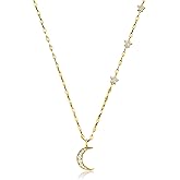 Ross-Simons 0.40 ct. t.w. CZ Moon and Star Necklace in 18kt Gold Over Sterling. 18 inches