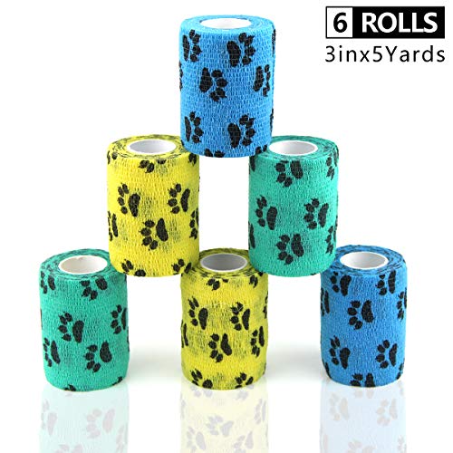 AUPCON Vet Wrap Self Adherent Wrap Cohesive Bandage Animal Bandage Self Adhesive Bandages for Horse, Pets & Ankle Sprains & Swelling 3 Inches