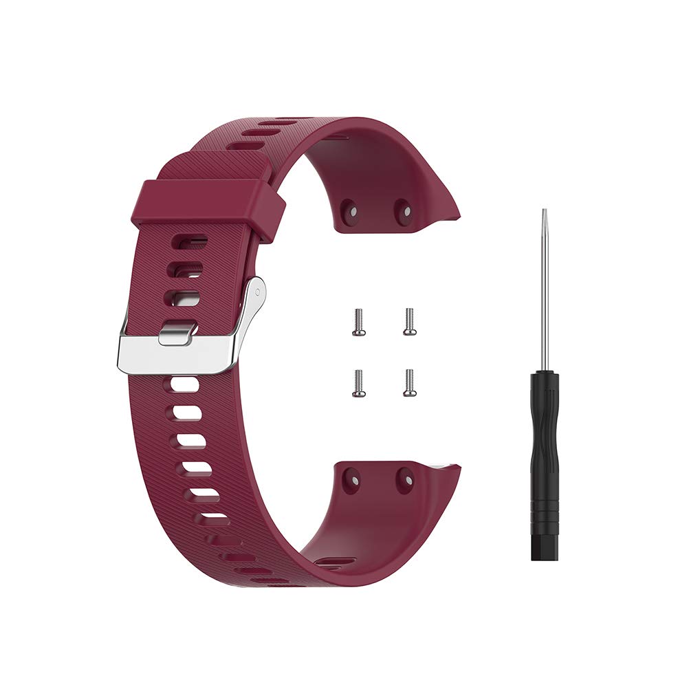 Watch Strap Compatible for Garmin Forerunner35 / Forerunner35J / Forerunner 35 / Forerunner 30 Silicone Replacement Watchband with 4 Replacement Screw