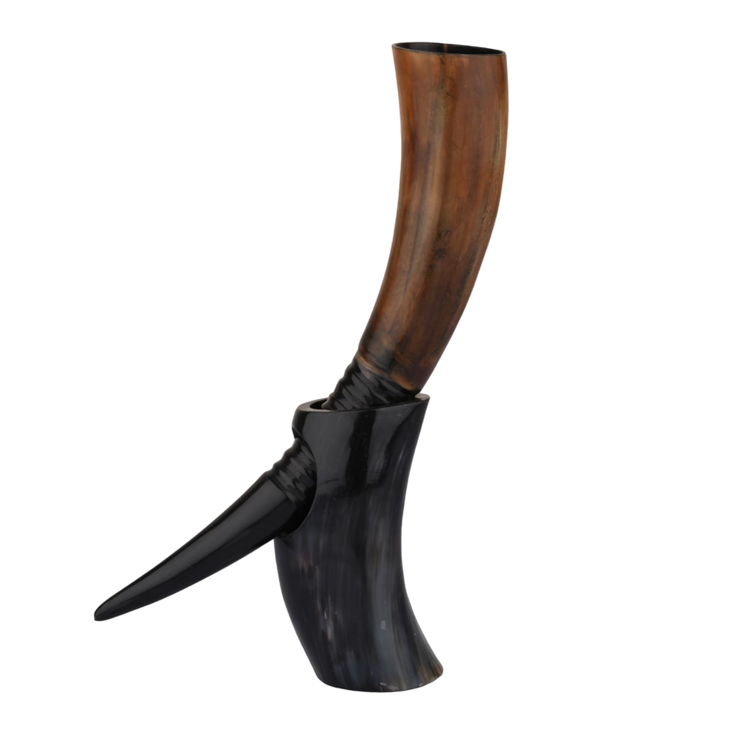 Handicrafts Home Real Ox Horn Drinking Horn with Stand Handmade Beer Viking Vessels New Years Gift