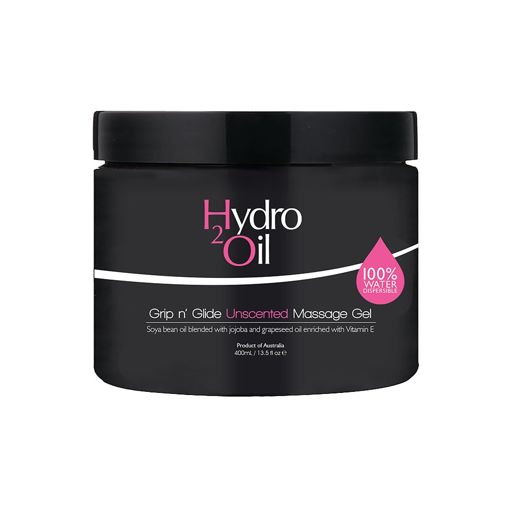 Hydro 2 Oil Unscented Massage Gel 400ml - Water Dispersible Formula with Jojoba and Grapeseed Oil Enriched with Vitamin E