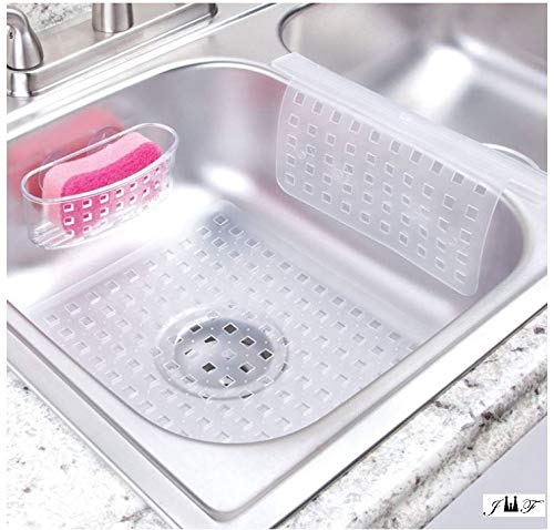 Plastic Kitchen Sink Suction Holder Bathroom Shower Caddy Storage Shelf Basket Organization.Ideal for Sponges,Scrubbers,Soap,Body-wash,Loofahs,Razors,Small Shampoo,Conditioner Bottles, (1 PACK)