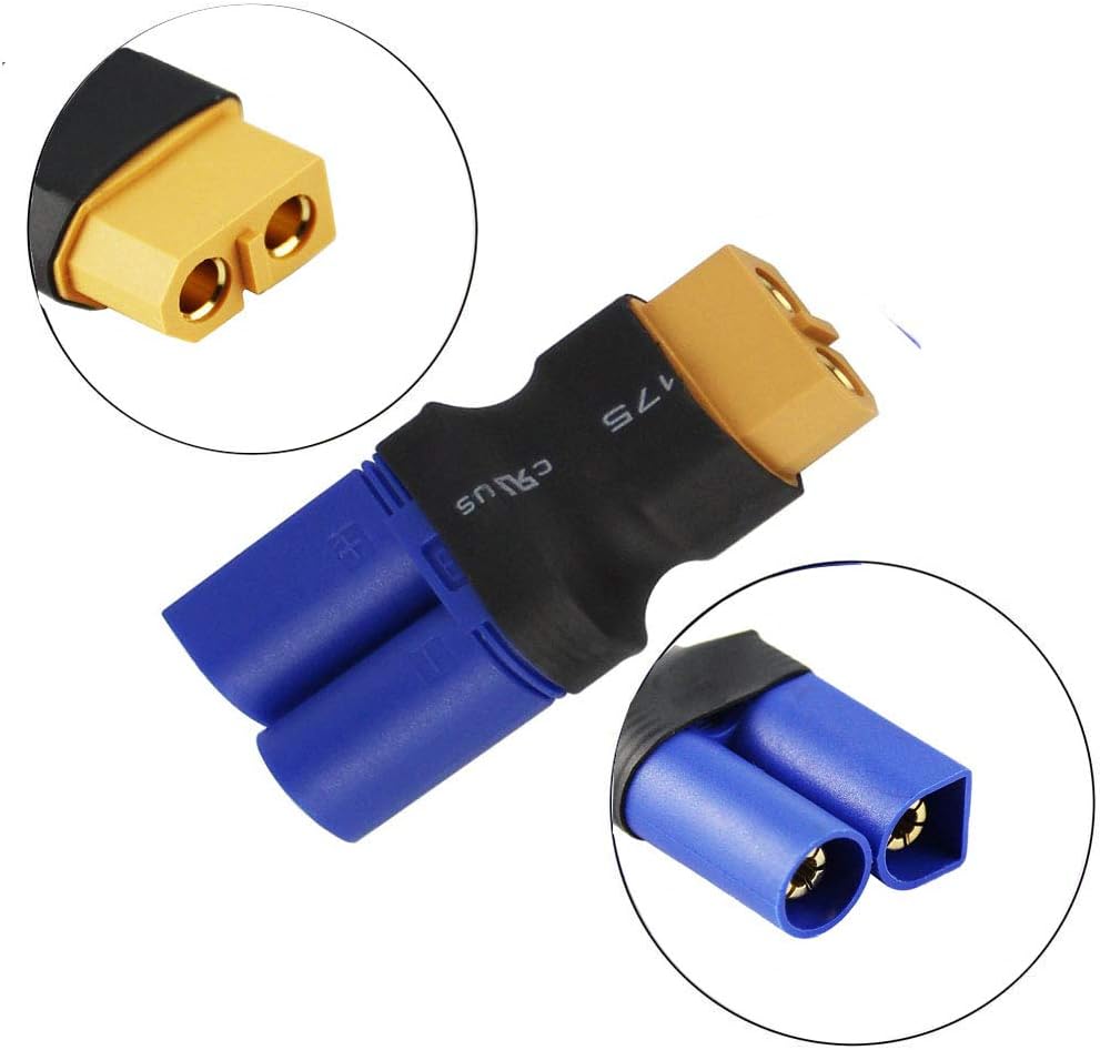 FLY RC 4pcs Female XT60 to Male EC5 Adapter, Male EC5 to Female XT60 Connector Adapter No Wires RC LiPo Battery Connectors - Image 4