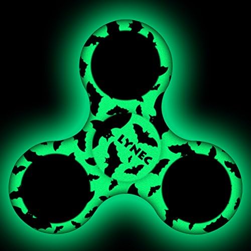 LYNEC Tri Fidget Glow in the dark Hand Spinner, Ultra Fast Bearings, Finger Toy, Great Gift for ADD, ADHD, Anxiety and Autism Adult Children, Green with Bat