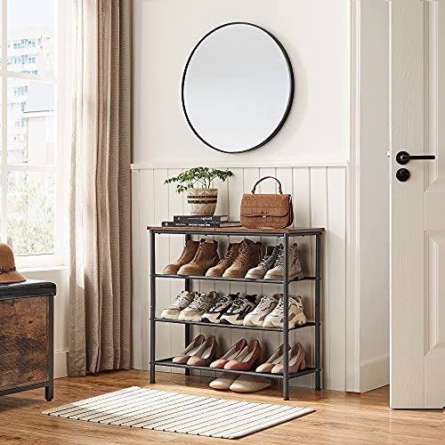 VASAGLE Shoe Rack 4 Tier, Narrow Shoe Organizer for Closet Entryway