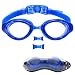 aegend Swim Goggles, Swimming Goggles of Flat Lens Replaceble Nose Piece for Men Women Adult Youth, Anti-Fog UV Protection Leak-Proof Triathlon Goggles with Protection Case, Blue