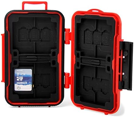 KH6 Memory Card Case, Professional Shock Resistant Protector Memory Card Carrying Case, 8SD/4CF/12MSD card storage Case(Red)