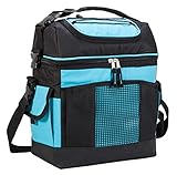 MIER 2 Compartment Cooler Bag Tote Large Insulated Lunch Bag for Picnic, Grocery, Kayak, Car, Travel, Blue