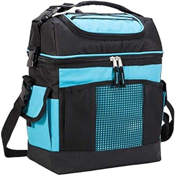 MIER 2 Compartment Cooler Bag Tote Large Insulated Lunch Bag for Picnic, Grocery, Kayak, Car, Travel, Blue