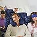 MLVOC Travel Pillow 2 Pack, Inflatable Neck Pillow with Ear Plugs, Eye Mask, Drawstring Bag and Soft Velvet Neck Support for Airplanes Travel (Blue+Grey)