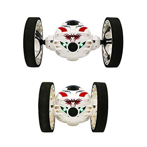 2.4G Remote Control Bounce car Jumping Robot With Music RC Toys for Kids（White）