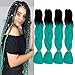 GX Beaut Ombre Braiding Hair Jumbo Braid Hair Extensions 4Packs 24Inch Synthetic Heat Resistant Fiber for Box Braiding Hair(Black to Cyan)