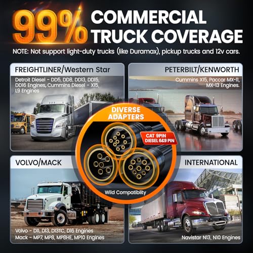 ANCEL HD3300 Heavy Duty Truck Scanner with DPF Regen Full System Diagnostic Tool, Fits for Diesel Engine Cummins, Caterpillar, Detroit, Paccar, Volvo, International & 99% Commercial Cars