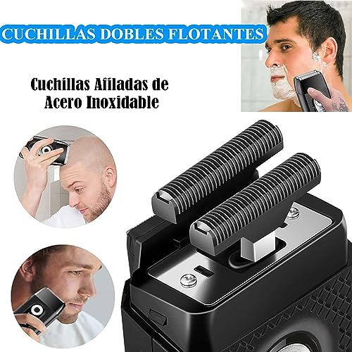 WTDD 2 en 1 Afeitadora Eléctrica para Hombre Con Recortadora De Precisión | Resistente al Agua, Recargable por USB, Maquinilla De Afeitar Led Para Bigote, Maquinillas de Afeitar para de Los Hombres