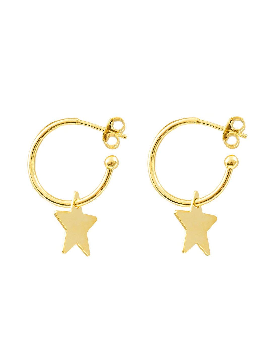 Mondepetit - 925 Sterling Silver gold-plated Star Hoops shine earrings 27x14 mm