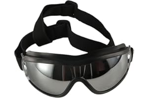 Dog Sunglasses Pet Goggles for Medium Large UV Protection, Dog Glasses Suitable for Snow Beach Motorcycle ﻿(Black&Silver)