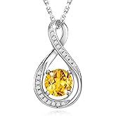 GEMLANTO 925 Sterling Silver Birthstone Necklace for Women Infinity Necklaces Birthday Anniversary Fine Jewelry Gifts for Mother Women, Adjustable Chain